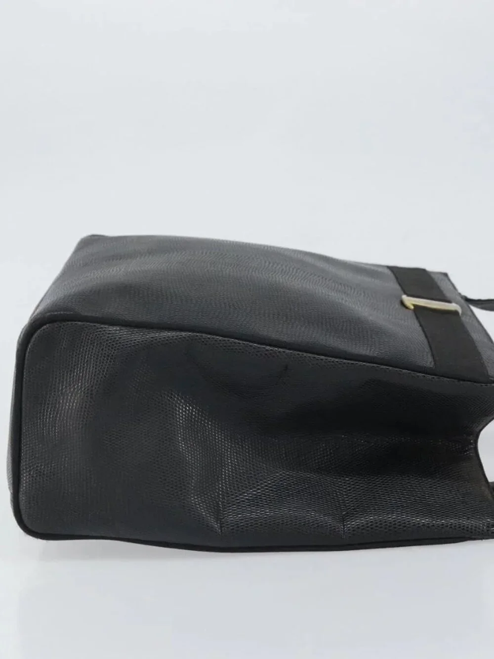 Salvatore Ferragamo Tote Bag Leather Black Gold Auth SW1922